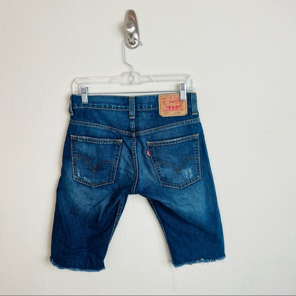 Levi’s 511 Skinny Distressed Long Bermuda Jean Denim Shorts - Picture 3 of 11